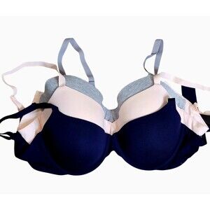 Amazon Essentials Lot of 3 Underwire Bras Size 38D Blue Pink Gray